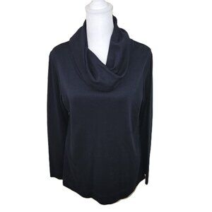 LL Bean Cowl Neck Tee Black Long Sleeve Shirt Top Supima Cotton Women's Size S